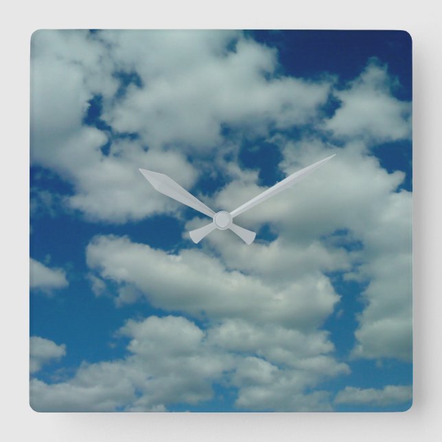 Cloud Wall Clock Quadratische Wanduhr (Vorderseite)