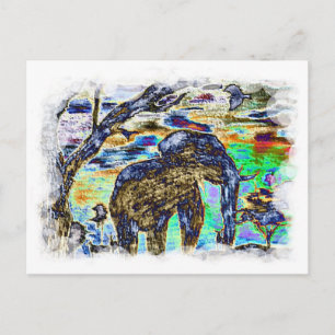 Clouded Color - Elefant Postkarte