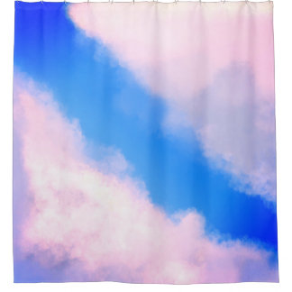 Clouds Apart -Bleu avec nuages Pinkish rideau de d