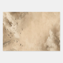 Clouds Birds Feathers Pastel Sky Collage Geschenkpapier Set