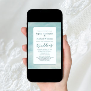 Clouds Digital Wedding Einladung QR Code äthereal
