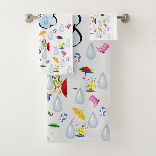 Clouds Ducks Rain Badezimmer Handtuchhalter Set (Insitu)