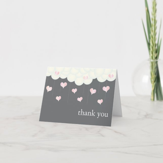 Clouds & Hearts Baby Girl Danke Karte (Vorderseite)