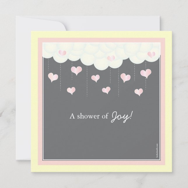 Clouds & Hearts Babydusche zur Einladung von Mädch (Vorderseite)