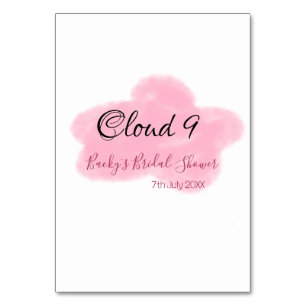 Clouds neun rote Pastell-Junggesellinnen-Abschied  Tischnummer