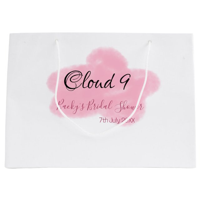 Clouds nine red pastel bridal shower namedate große geschenktüte (Vorderseite)