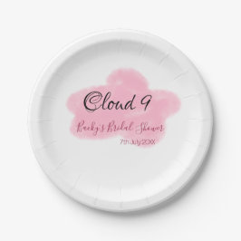 Clouds nine red pastel bridal shower namedate pappteller