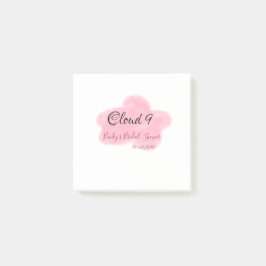 Clouds nine red pastel bridal shower namedate post-it klebezettel