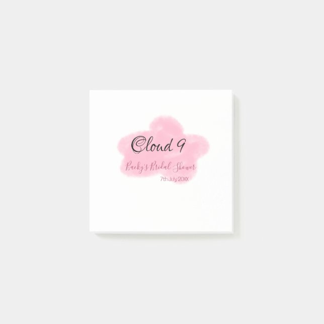 Clouds nine red pastel bridal shower namedate post-it klebezettel (Vorderseite)