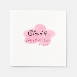 Clouds nine red pastel bridal shower namedate serviette