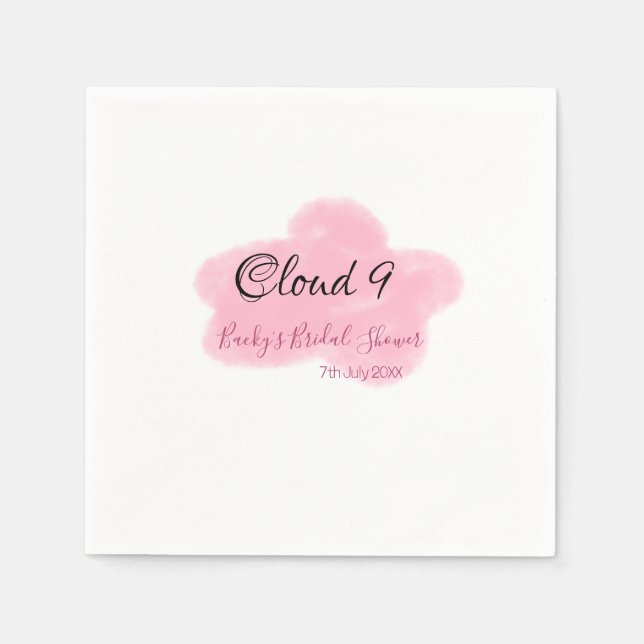 Clouds nine red pastel bridal shower namedate serviette (Vorderseite)