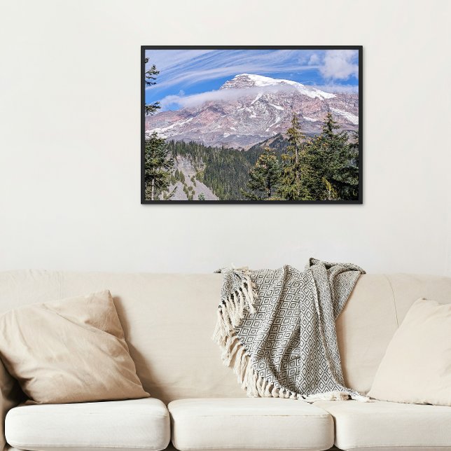Clouds Over Mount Rainier Scenic Landscape Fotodruck (In Situ (Framed))