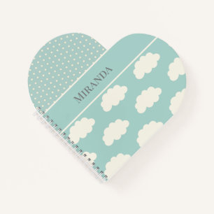 Clouds Polka grün Ihren Namen Pastell Notizbuch