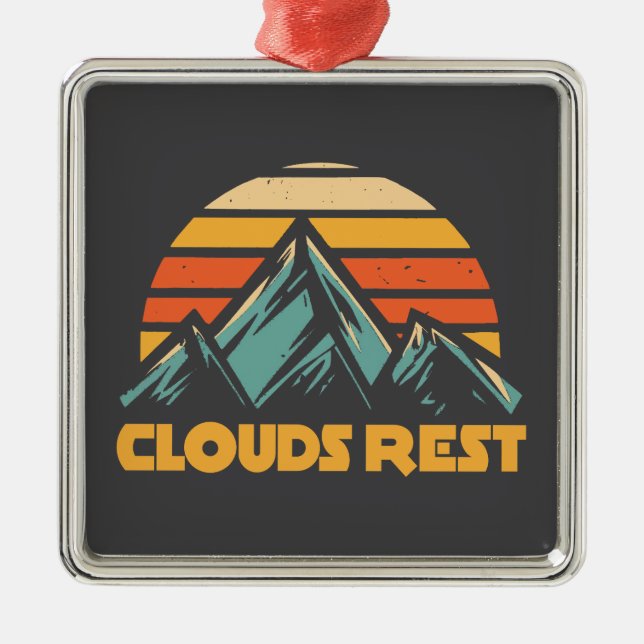 Clouds Rest Mountain Yosemite Retro Turquoise Ornament Aus Metall (Vorne)