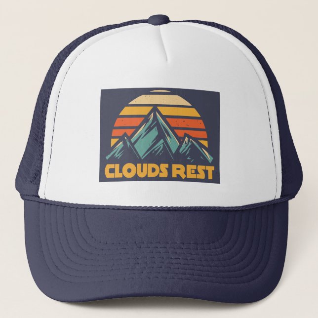 Clouds Rest Mountain Yosemite Retro Turquoise Truckerkappe (Vorderseite)