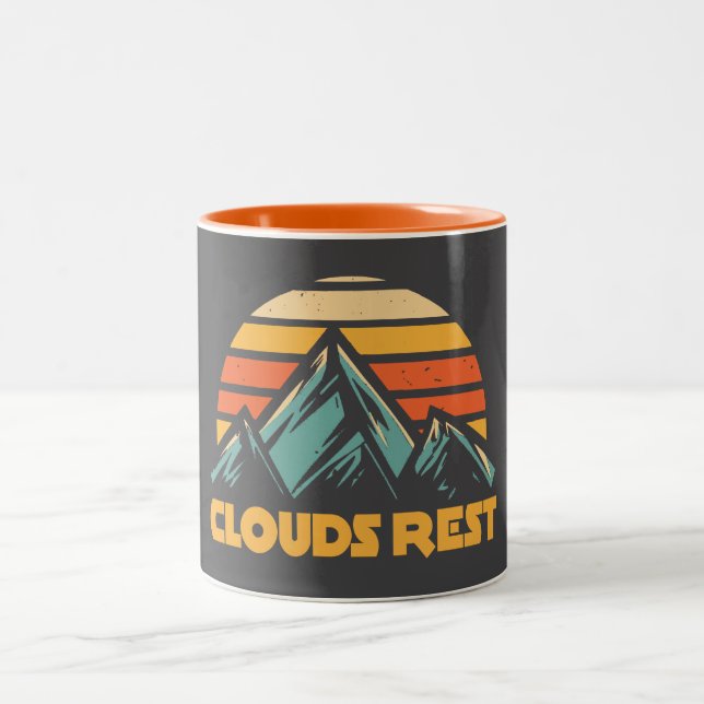 Clouds Rest Mountain Yosemite Retro Turquoise Zweifarbige Tasse (Mittel)