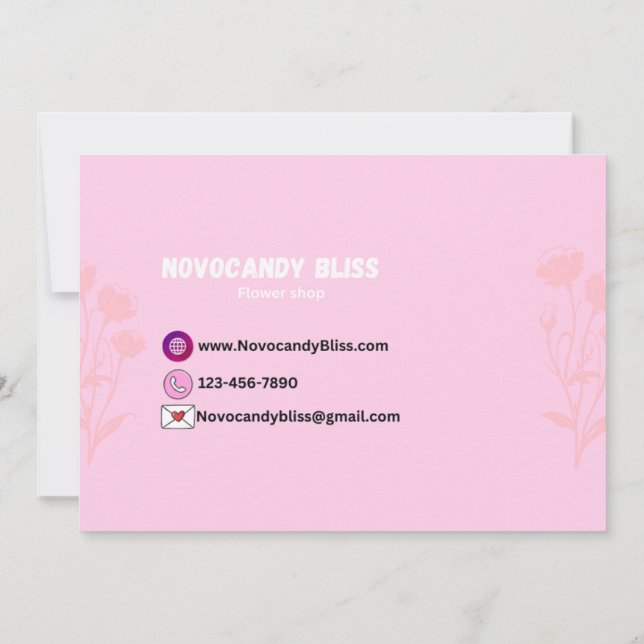 Clouds roses Carte de remerciements de coeur Petit (Dos)