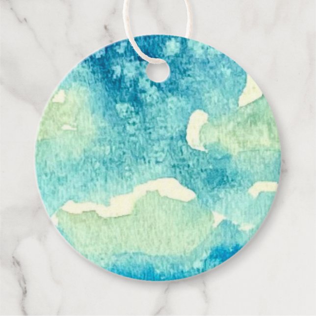 Clouds Watercolor Art Geschenkanhänger (Vorderseite)