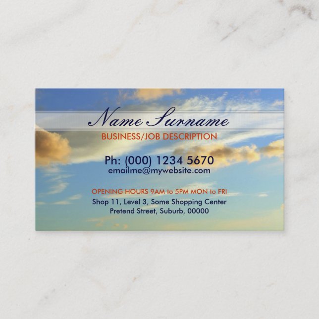 Cloudscape Sky Business Cards Visitenkarte (Vorderseite)
