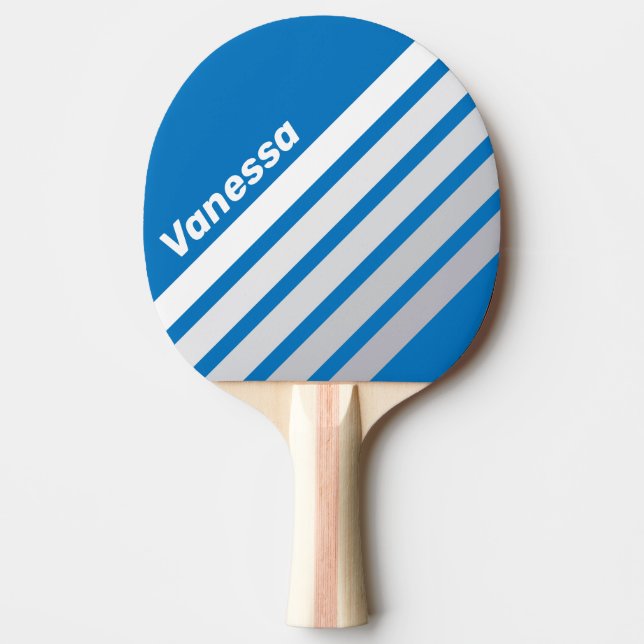 Cloudy Blue Sky Angled Striping with Name Tischtennis Schläger (Vorderseite)