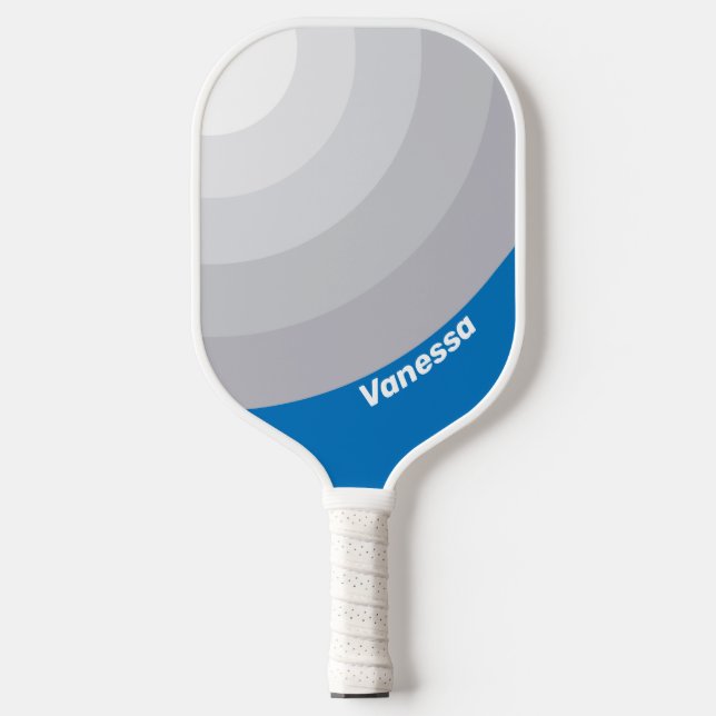Cloudy Blue Sky Circle Stripe with Name Pickleball Schläger (Vorderseite)