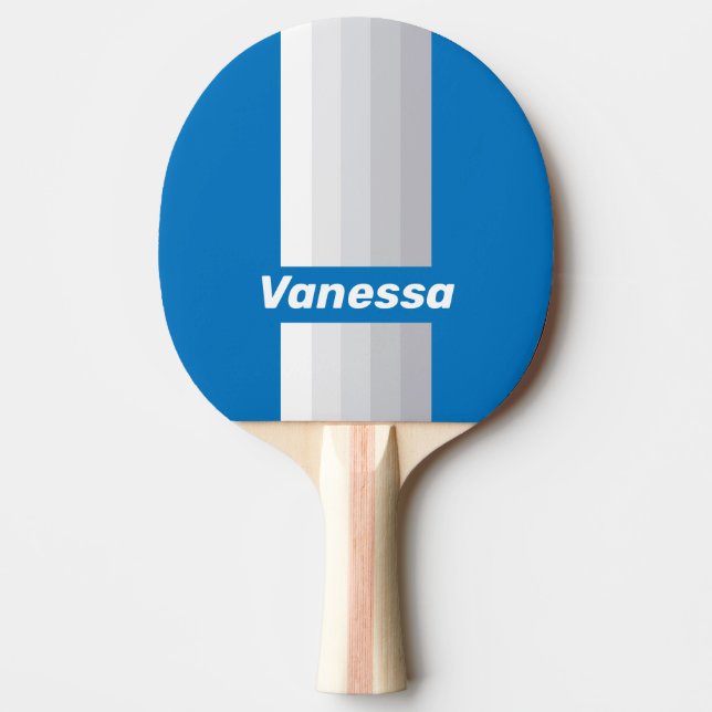 Cloudy Blue Sky Pin Stripes with Name Tischtennis Schläger (Vorderseite)