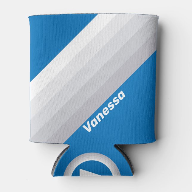 Cloudy Blue Sky Stripes with Name Dosenkühler (Vorderseite)