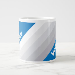 Cloudy Blue Sky Stripes with Name Jumbo-Tasse