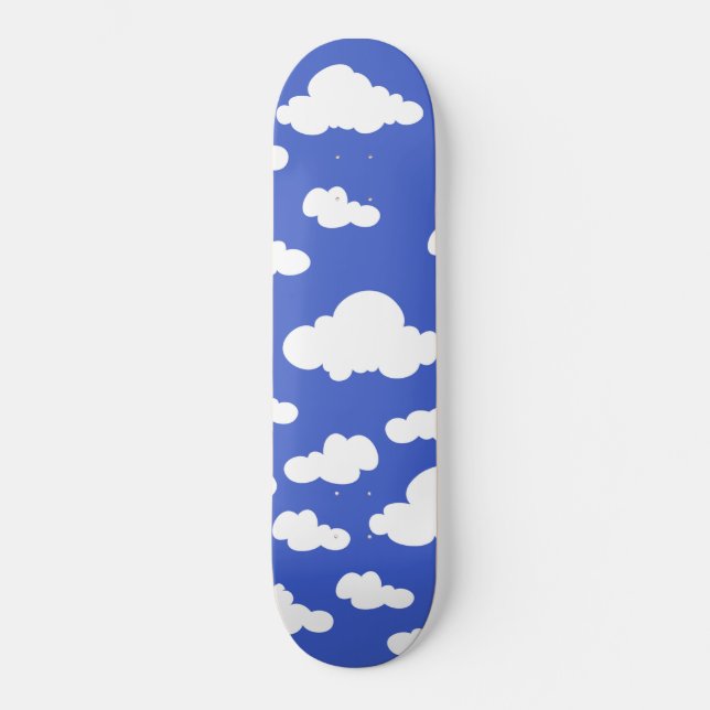 Cloudy Blue Sky White Clouds Dreamy Clouding Skateboard (Vorderseite)
