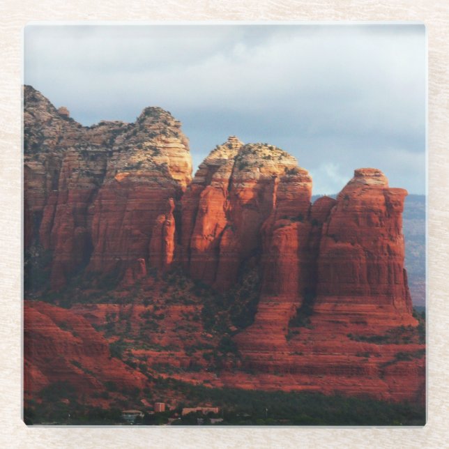 Cloudy Coffee Pot Rock in Sedona Arizona Glasuntersetzer (Vorderseite)