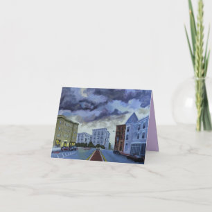 Cloudy Dusk Townscape Art Card Dankeskarte