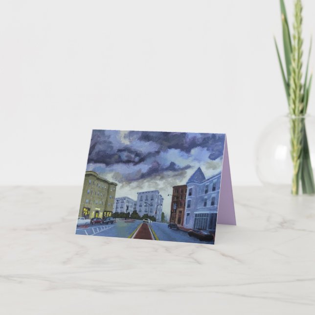 Cloudy Dusk Townscape Art Card Dankeskarte (Vorderseite)