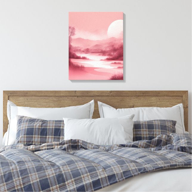 Cloudy Rose Landscape AI Art Leinwanddruck (Insitu (Schlafzimmer))