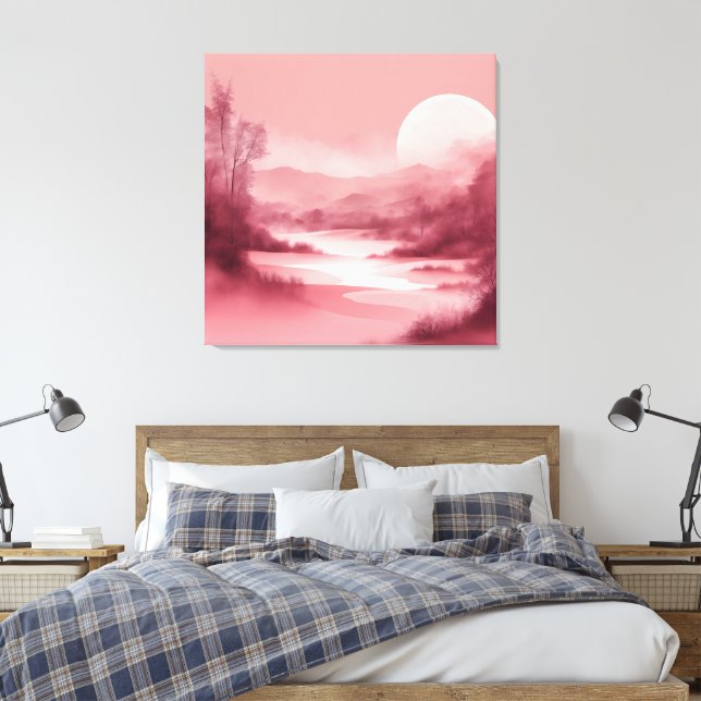 Cloudy Rose Landscape AI Art Leinwanddruck (Insitu (Schlafzimmer))