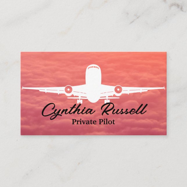 Cloudy Skies | Flugzeug Flying Logo Visitenkarte (Vorderseite)