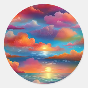 Cloudy Sky bei Sunset Runder Aufkleber