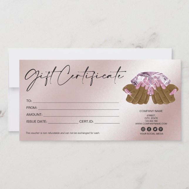 clous de carte cadeau girly moderne diamant (Devant)