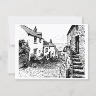 Clovelly Village Sketch, Devon England Postkarte