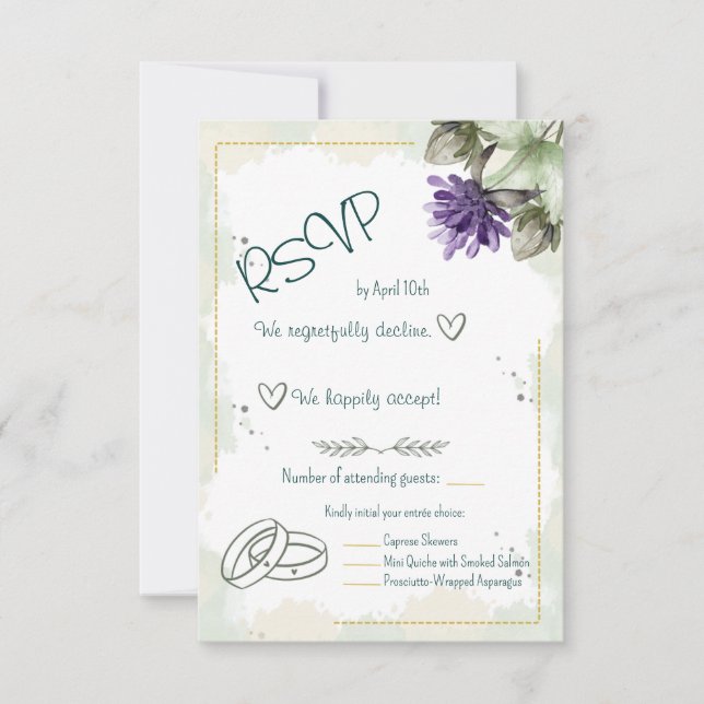 Clover Blossom Watercolor Florals RSVP Karte (Vorderseite)
