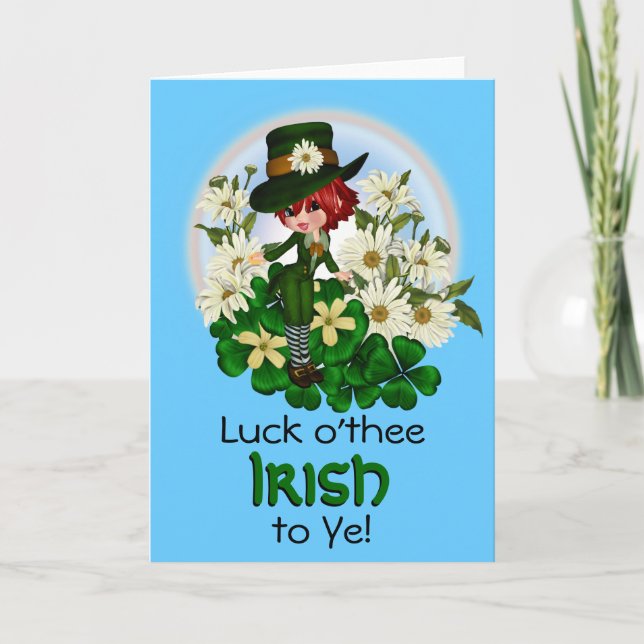 Clover Daisy Patty Leprechaun Karte (Vorderseite)