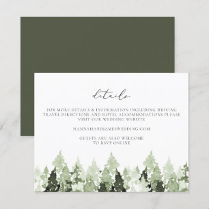CLOVER Earthy Green Pine Tree Wedding Details Card Einladung