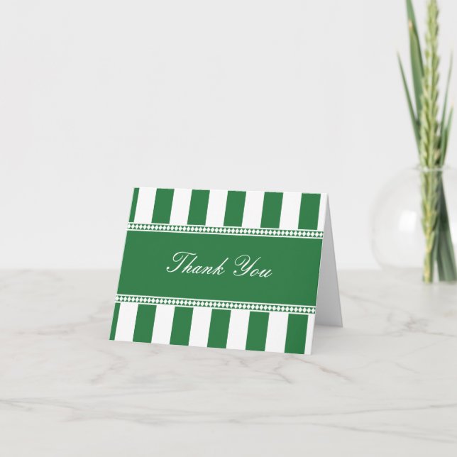 Clover Green and White Café Stripes Merci Note (Devant)