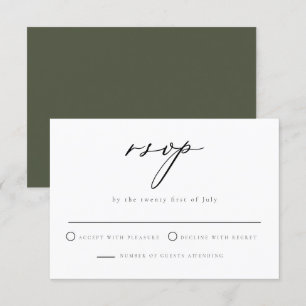 CLOVER Green Minimalistisch Script Wedding RSVP Ca Einladung