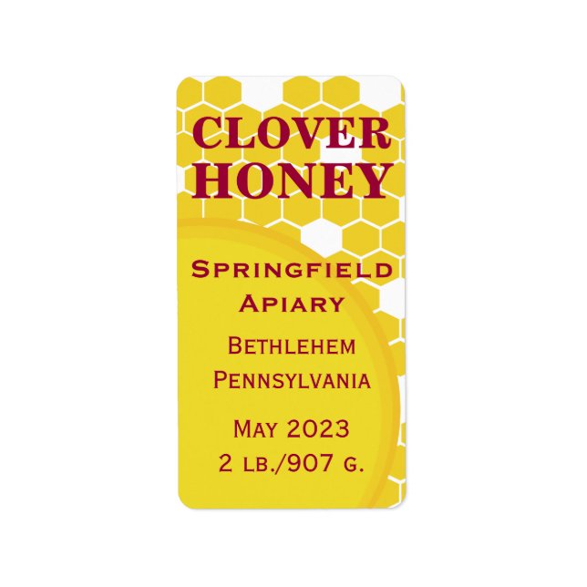 Clover Honeycomb Honey Jar Adressaufkleber (Vorne)