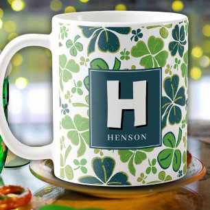 Clover Kleeblatt Mit Monogramm St. Patrick`s Day Kaffeetasse