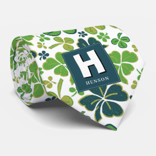 Clover Kleeblatt Mit Monogramm St. Patrick`s Day Krawatte