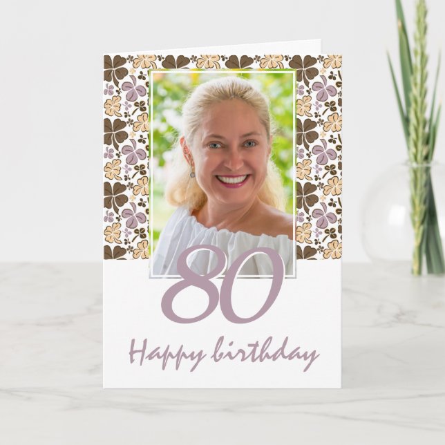 Clover Kleeblatt Muster 80. Geburtstag Foto Karte (Vorderseite)