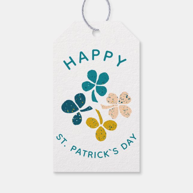 Clover Kleeblatt Zeichnend Happy St. Patrick`s Day Geschenkanhänger (Rückseite)