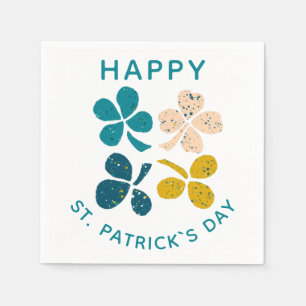 Clover Kleeblatt Zeichnend Happy St. Patrick`s Day Serviette