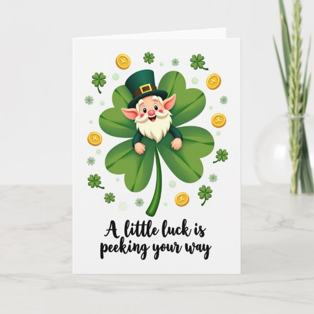 Clover Leprechaun Luck Card Karte (Vorderseite)